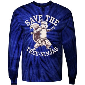 Save The Tree Ninjas Funny Squirrel Tie-Dye Long Sleeve Shirt