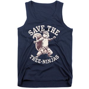 Save The Tree Ninjas Funny Squirrel Tank Top