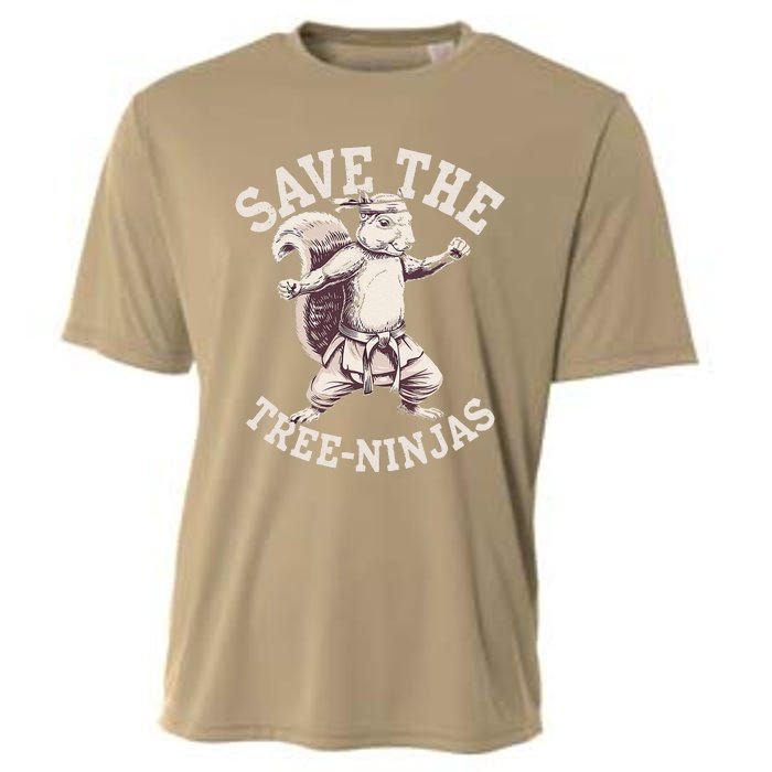 Save The Tree Ninjas Funny Squirrel Cooling Performance Crew T-Shirt