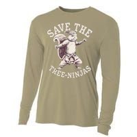 Save The Tree Ninjas Funny Squirrel Cooling Performance Long Sleeve Crew