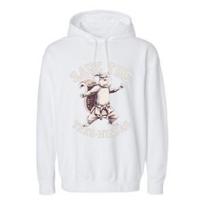 Save The Tree Ninjas Funny Squirrel Garment-Dyed Fleece Hoodie