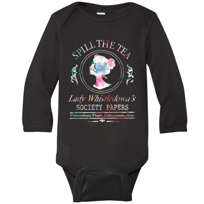 Spill The Tea Lady Whistledown Society Papers Baby Long Sleeve Bodysuit