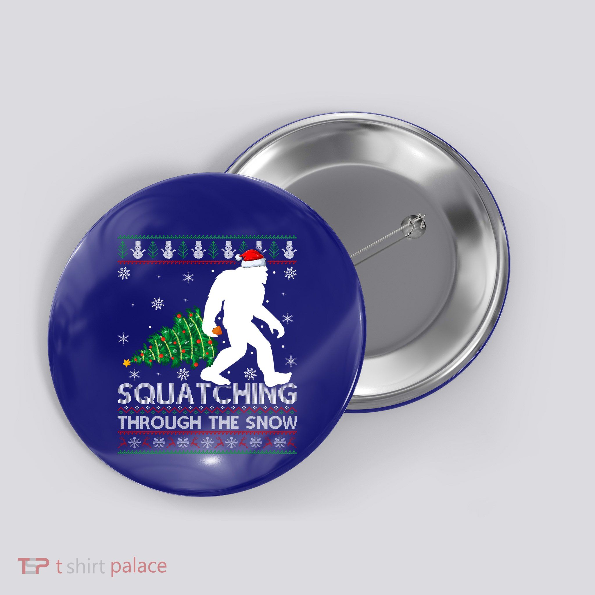 Squatching Through The Snow Xmas Tree Ugly Bigfoot Christmas Gift Button