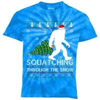 Squatching Through The Snow Xmas Tree Ugly Bigfoot Christmas Gift Kids Tie-Dye T-Shirt