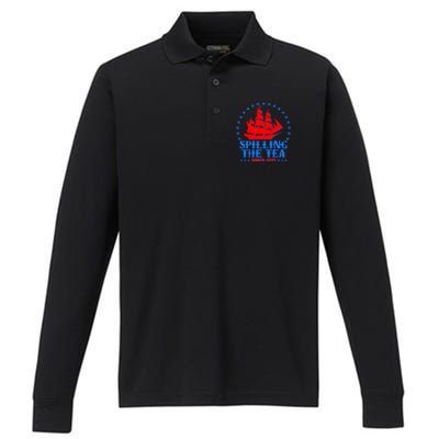 Spilling The Tea Since 1773 Boston Tea Party Performance Long Sleeve Polo