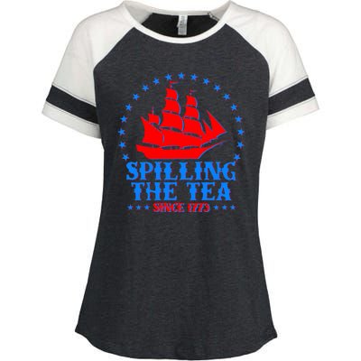 Spilling The Tea Since 1773 Boston Tea Party Enza Ladies Jersey Colorblock Tee