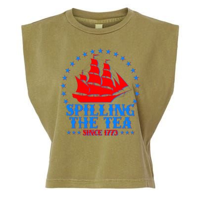 Spilling The Tea Since 1773 Boston Tea Party Garment-Dyed Women's Muscle Tee