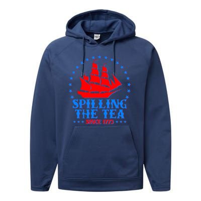 Spilling The Tea Since 1773 Boston Tea Party Performance Fleece Hoodie