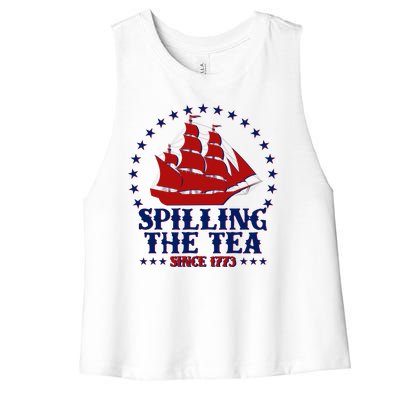 Spilling The Tea Since 1773 Boston Tea Party Women's Racerback Cropped Tank