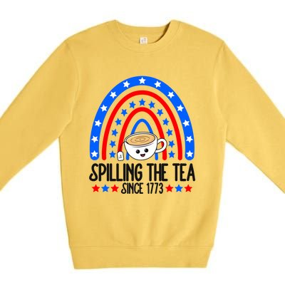 Spilling The Tea Since 1773 4th Of July Rainbow For Teacher Gift Premium Crewneck Sweatshirt