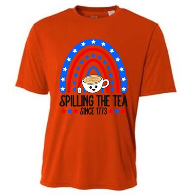 Spilling The Tea Since 1773 4th Of July Rainbow For Teacher Gift Cooling Performance Crew T-Shirt