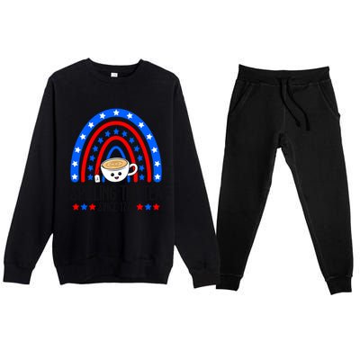 Spilling The Tea Since 1773 4th Of July Rainbow For Teacher Gift Premium Crewneck Sweatsuit Set