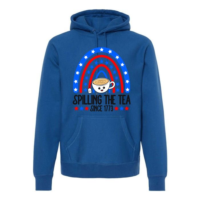 Spilling The Tea Since 1773 4th Of July Rainbow For Teacher Gift Premium Hoodie