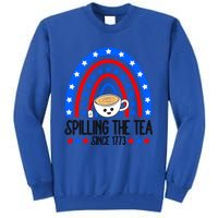 Spilling The Tea Since 1773 4th Of July Rainbow For Teacher Gift Tall Sweatshirt