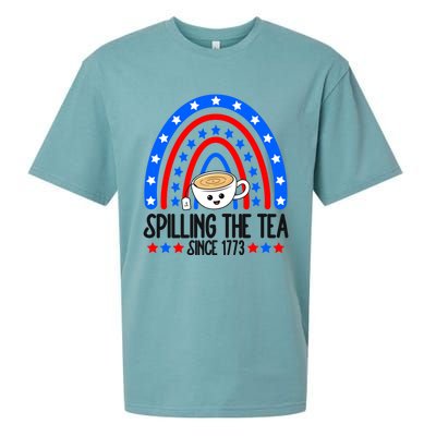 Spilling The Tea Since 1773 4th Of July Rainbow For Teacher Gift Sueded Cloud Jersey T-Shirt