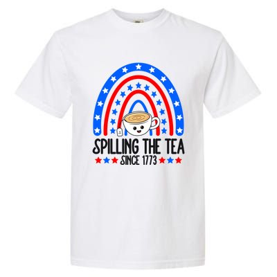 Spilling The Tea Since 1773 4th Of July Rainbow For Teacher Gift Garment-Dyed Heavyweight T-Shirt