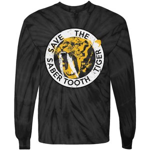 Saber Tooth Tiger Big Cat Conservation Tie-Dye Long Sleeve Shirt