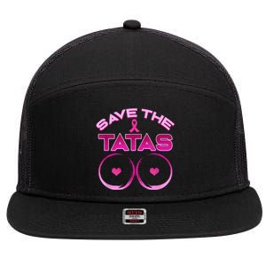 Save The Tatas Pink Ribbon 7 Panel Mesh Trucker Snapback Hat