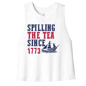 Spilling The Tea Since 1773 4th Of July Republican Patriotic Women's Racerback Cropped Tank