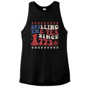 Spilling The Tea Since 1773 Women History Teacher 4th July Ladies PosiCharge Tri-Blend Wicking Tank