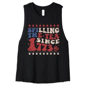 Spilling The Tea Since 1773 Women History Teacher 4th July Women's Racerback Cropped Tank