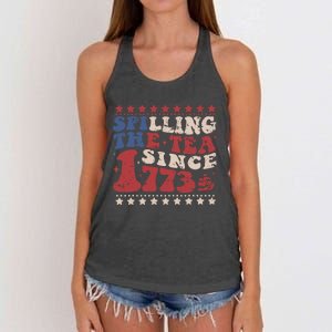 Spilling The Tea Since 1773 Women History Teacher 4th July Women's Knotted Racerback Tank