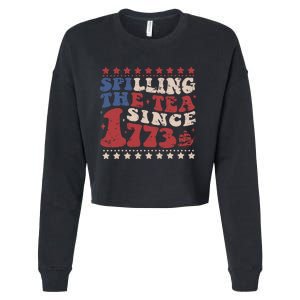 Spilling The Tea Since 1773 Women History Teacher 4th July Cropped Pullover Crew