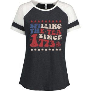 Spilling The Tea Since 1773 Women History Teacher 4th July Enza Ladies Jersey Colorblock Tee