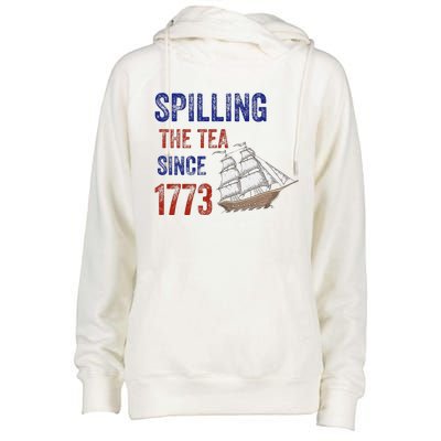 Spilling The Tea Historical Humor Design Womens Funnel Neck Pullover Hood