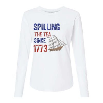 Spilling The Tea Historical Humor Design Womens Cotton Relaxed Long Sleeve T-Shirt