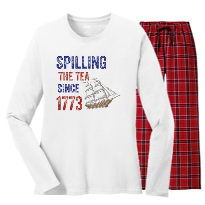 Spilling The Tea Historical Humor Design Women's Long Sleeve Flannel Pajama Set 