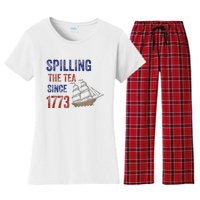 Spilling The Tea Historical Humor Design Women's Flannel Pajama Set