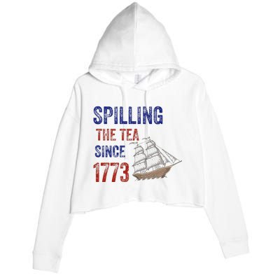 Spilling The Tea Historical Humor Design Crop Fleece Hoodie