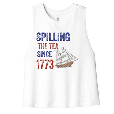 Spilling The Tea Historical Humor Design Women's Racerback Cropped Tank