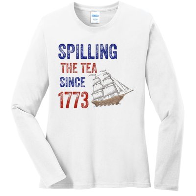 Spilling The Tea Historical Humor Design Ladies Long Sleeve Shirt