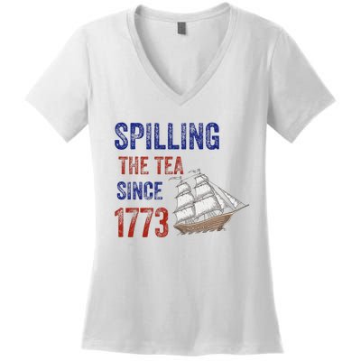 Spilling The Tea Historical Humor Design Women's V-Neck T-Shirt