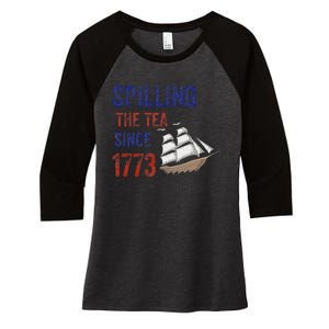 Spilling The Tea Historical Humor Design Women's Tri-Blend 3/4-Sleeve Raglan Shirt