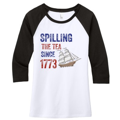 Spilling The Tea Historical Humor Design Women's Tri-Blend 3/4-Sleeve Raglan Shirt