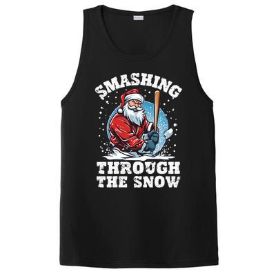 Smashing Through The Snow Christmas Santa Baseball Player Gift PosiCharge Competitor Tank