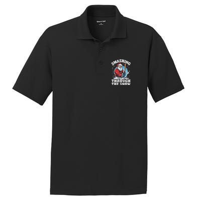 Smashing Through The Snow Christmas Santa Baseball Player Gift PosiCharge RacerMesh Polo