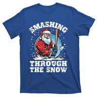 Smashing Through The Snow Christmas Santa Baseball Player Gift T-Shirt