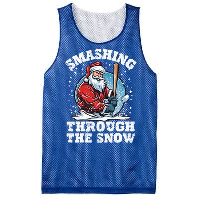 Smashing Through The Snow Christmas Santa Baseball Player Gift Mesh Reversible Basketball Jersey Tank