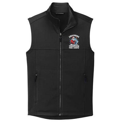 Smashing Through The Snow Christmas Santa Baseball Player Gift Collective Smooth Fleece Vest