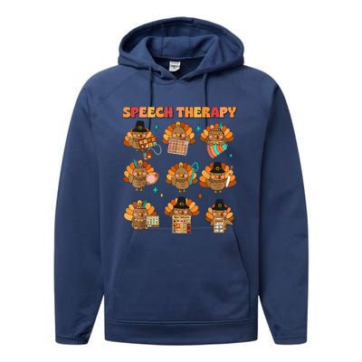 Speech Therapy Turkey Slp Speech Therapist Fall Thanksgiving Performance Fleece Hoodie