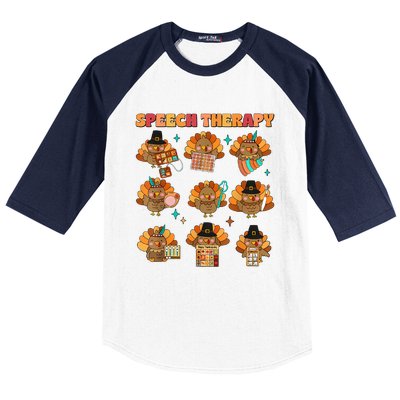 Speech Therapy Turkey Slp Speech Therapist Fall Thanksgiving Baseball Sleeve Shirt