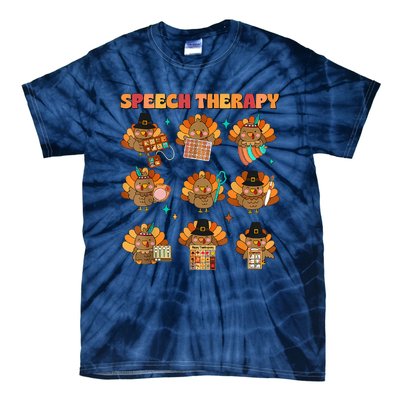 Speech Therapy Turkey Slp Speech Therapist Fall Thanksgiving Tie-Dye T-Shirt