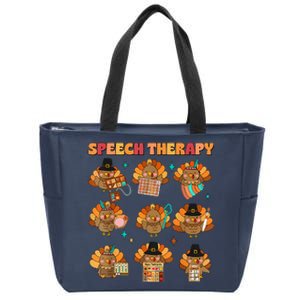 Speech Therapy Turkey Slp Speech Therapist Fall Thanksgiving Zip Tote Bag