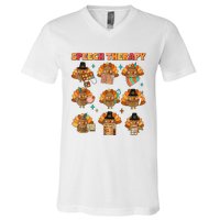 Speech Therapy Turkey Slp Speech Therapist Fall Thanksgiving V-Neck T-Shirt