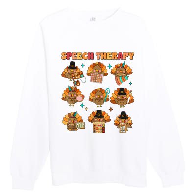 Speech Therapy Turkey Slp Speech Therapist Fall Thanksgiving Premium Crewneck Sweatshirt