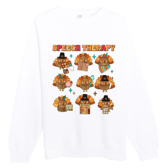 Speech Therapy Turkey Slp Speech Therapist Fall Thanksgiving Premium Crewneck Sweatshirt